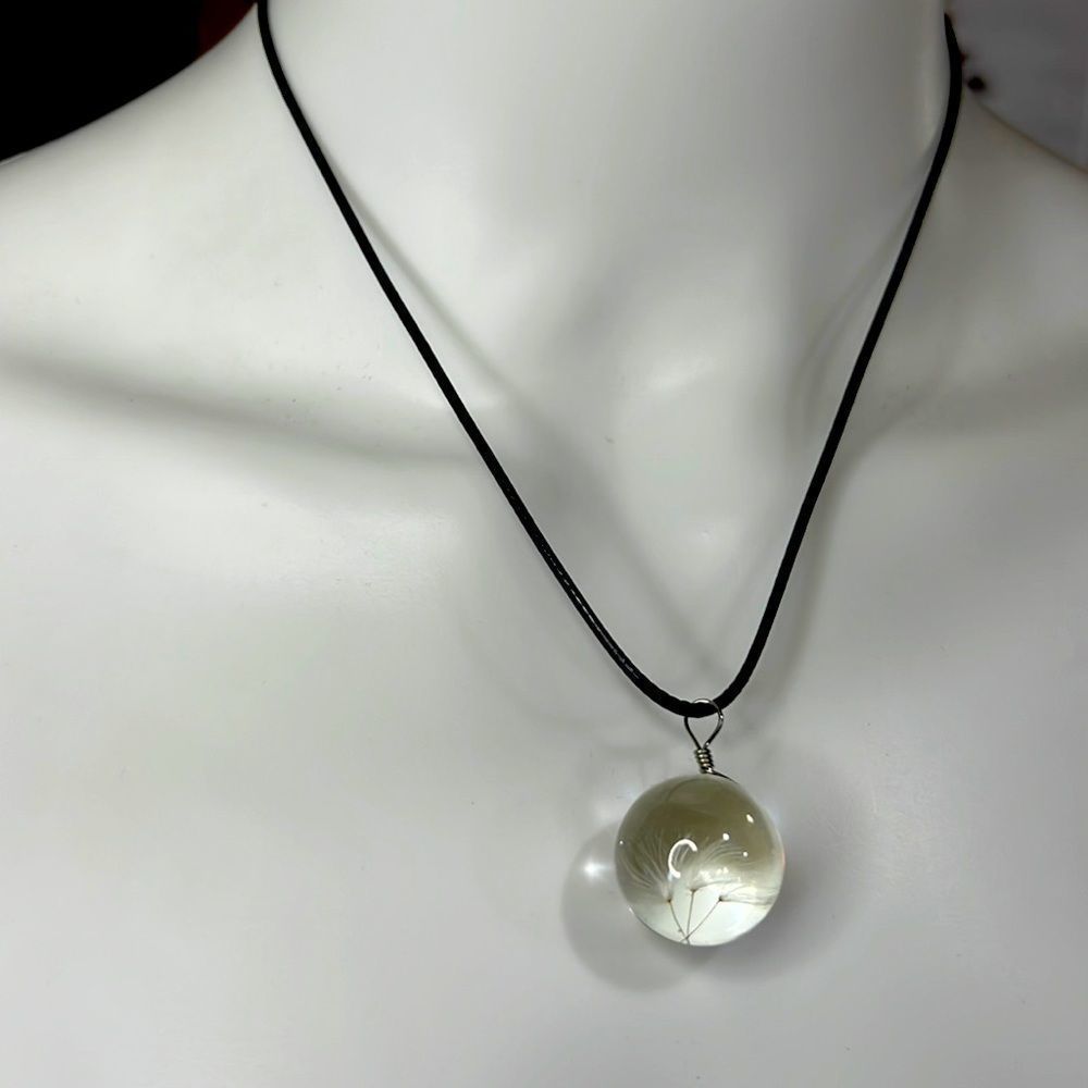 Wild Wishes Dandelion Seed Glass Necklace